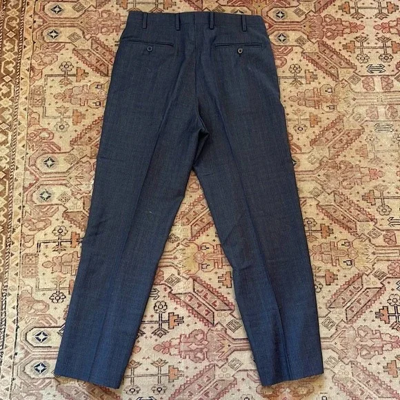 Zanella Todd Relaxed Fit Flat Front Solid Wool Dress Pants Blue size 33
